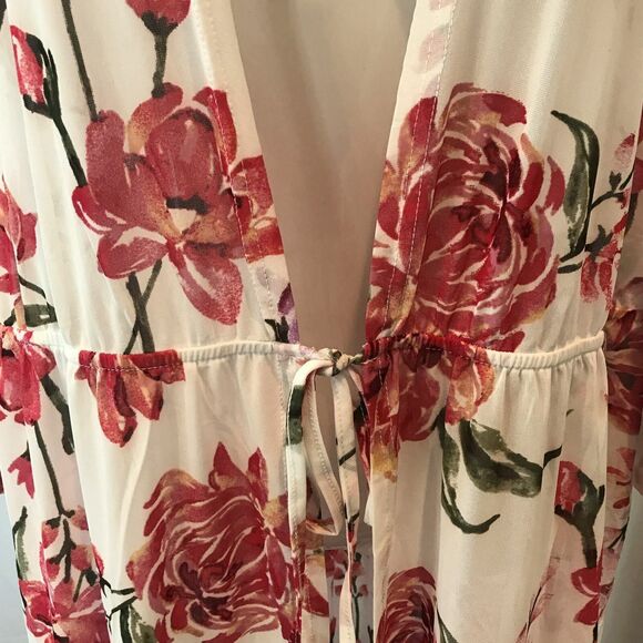 Plus Size Duster Robe Lightweight Floral Swim Bathing Suit Cover Up 2X - Picture 5 of 12